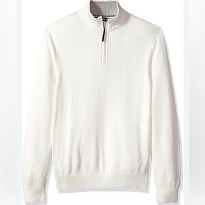 Nautica White Zip Up Sweater Classic Knit